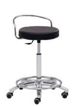 Arbeitshocker mit Fußring und Chrombügel