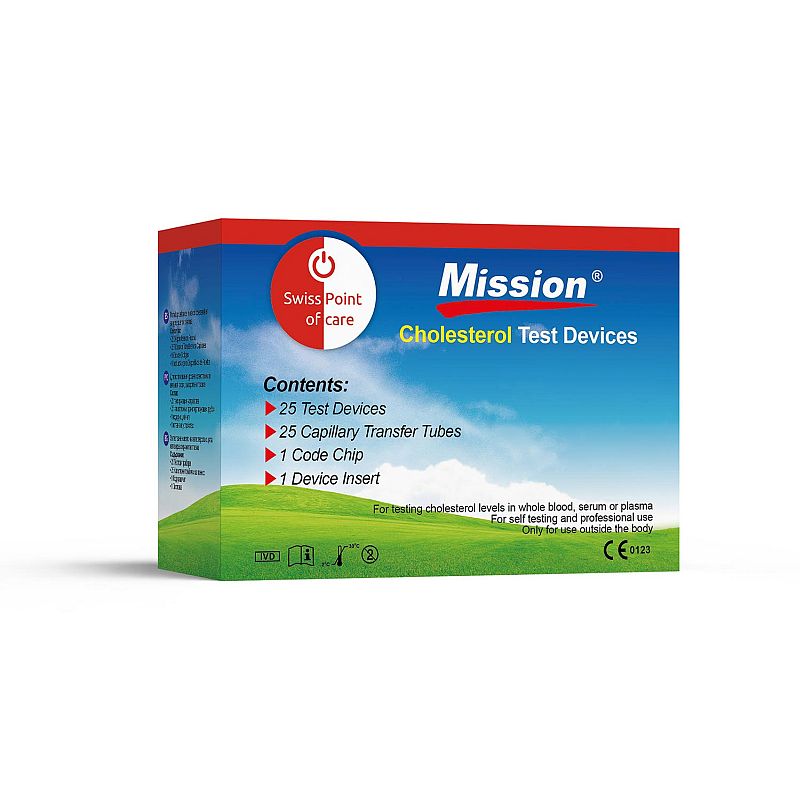 SwissPointofCare-8719831550487-Mission-Cholesterol-3-in-1-Strips-x25 Mission 3-in-1 Teststreifen (Cholesterin-Messgerät)